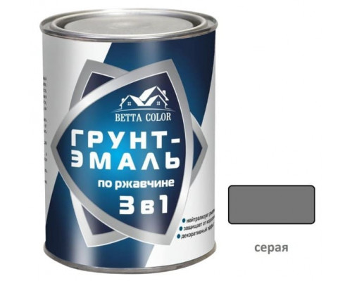 Грунт-эмаль по ржавчине 3 в 1 Серая "Betta Color" 1,8 кг Волгоград
