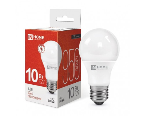Лампа светодиодная VC ЛОН A60 E27 10W 950lm 4000К 110x60 (без пульсации) 0211 ASD/InHome
