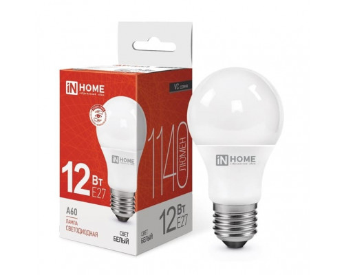 Лампа светодиодная VC ЛОН A60 E27 12W 1140lm 4000К 110x60 (без пульсации) 0242 ASD/InHome