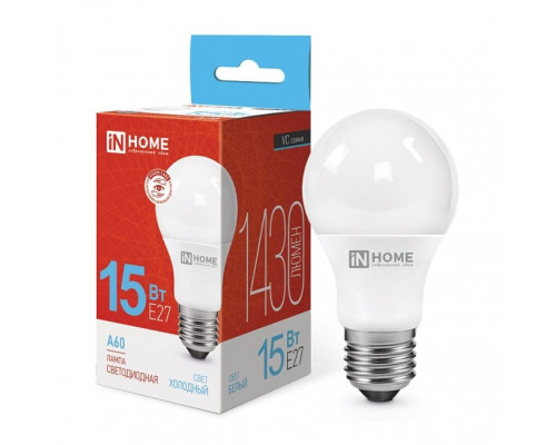 Лампа светодиодная InHome VC ЛОН A60 E27 15W 1430lm 6500К 110x60 (без пульсации) 0280