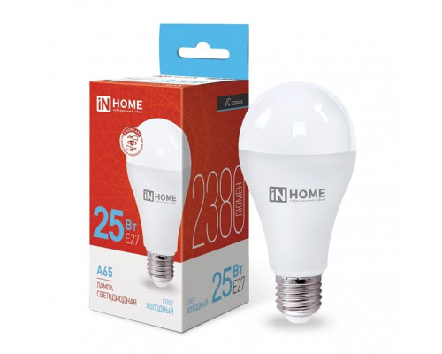 Лампа светодиодная InHome VC ЛОН A65 E27 25W 2380lm 6500К 135x65 (без пульсации) 4103