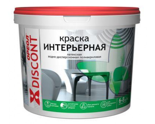Краска акриловая Интерьерная для стен и потолков 6,5 кг Дисконт Ореол