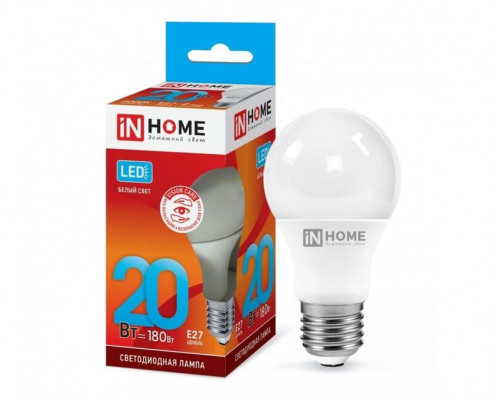 Лампа светодиодная InHome VC ЛОН A60 E27 20W 1900lm 4000К 4K 112x60 (без пульсации) 0303