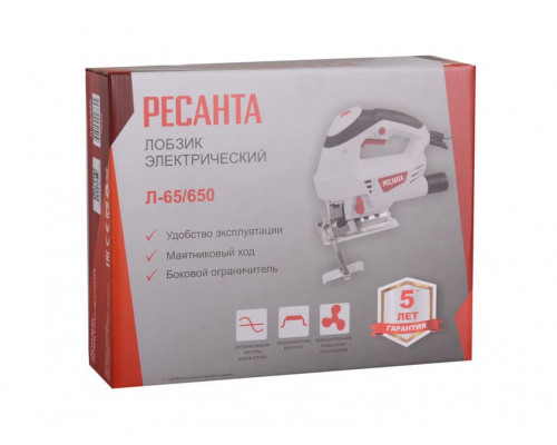 Лобзик электрический Ресанта Л-65/650 (650Вт, пропил дерева/металла 65/7мм, регул. 500   3000 об/мин) Гарантия 24 мес