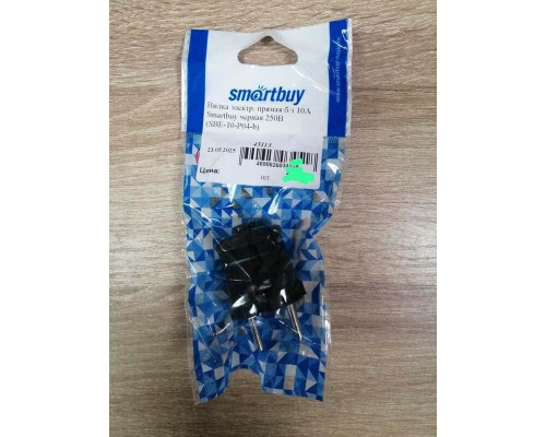 Вилка электр. прямая б/з 10А Smartbuy черная 250В (SBE-10-P04-b)