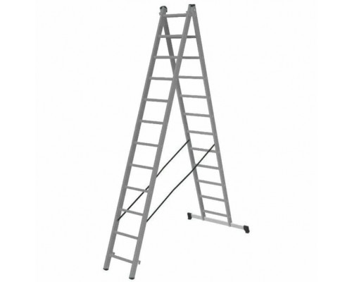 Лестница алюминиевая двухсекционная, 2х12 ступеней (макс длинна 562 см.) Уралпрофи