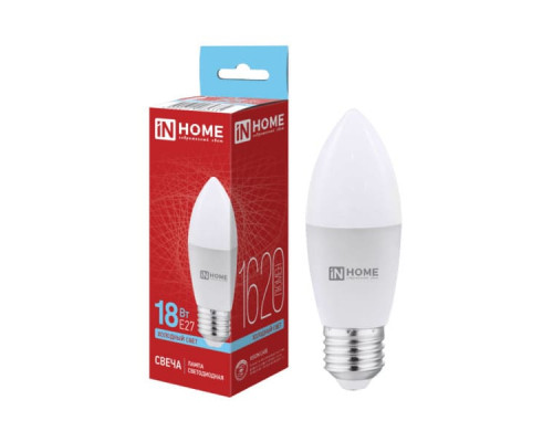 Лампа светодиодная свеча E27 18W (1620lm) 6500K VC C37 6K 116x38 (без пульсации ASD/InHome) 5335