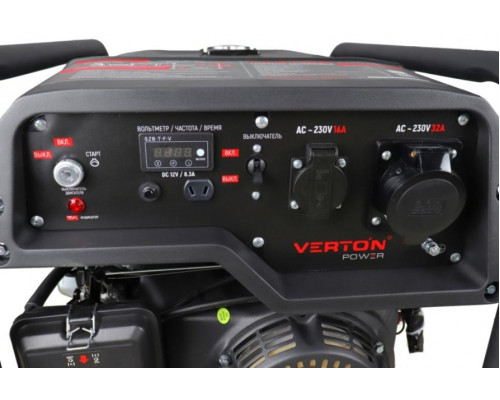Генератор бенз VERTON POWER GG7500ES (6,0/6,5 кВт, 230В, 17л.с., ручной/электро старт, медь, 12В, бак 22л, 4-х тактный)