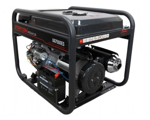 Генератор бенз VERTON POWER GG7500ES (6,0/6,5 кВт, 230В, 17л.с., ручной/электро старт, медь, 12В, бак 22л, 4-х тактный)