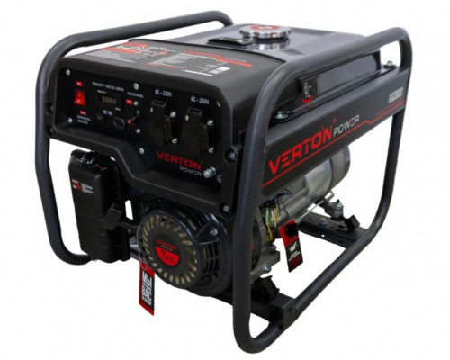 Генератор бенз VERTON POWER GG3900 (2,8/3,2 кВт, 230В, 7л.с., ручной старт, 12В, бак 12л, цифров. дисплей, 4-х тактный)