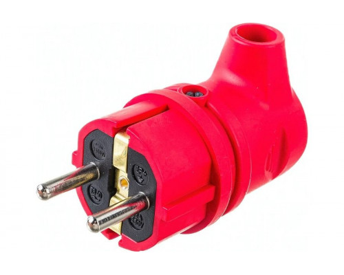 Вилка Угловая земля каучук 2P+PE 1х16А 220-240V Красная IP44 АЙКА (AY-KA)