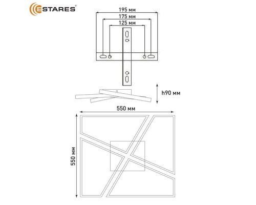 Светодиод. управляемая люстра ORLANDO 120W (12000Lm) 2K-4K-6K 550х550x90 пульт ДУ бел.дерев IP22, Estares