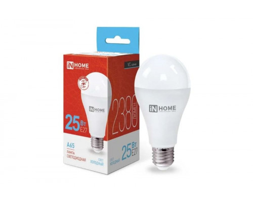 Лампа светодиодная InHome VC ЛОН A60 E27 25W (2380lm) 6500K 6K 118x60 (без пульсации) 2068