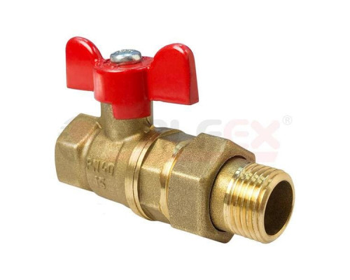 Кран шаровой с американкой 1/2"дюйм ВН/НР Бабочка ВАЛФЕКС (Valfex 11Б27фт1М)