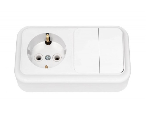 Блок 2 клавиш. выкл. + розетка с зазаемл. BYLECTRICA (Пралеска) 2В-РЦ-529 белый