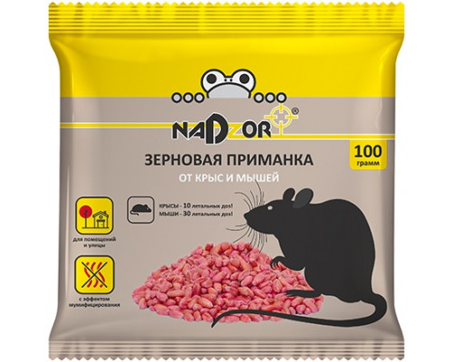 Средство от крыс и мышей Зерновая приманка, 100 гр.