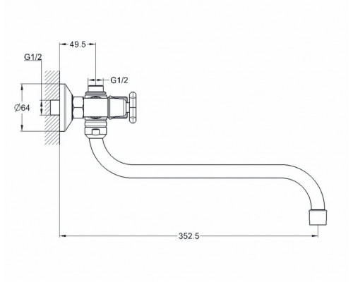 Смеситель Solone JIK7-A102-A для ванной с S-образным изливом (00057605)